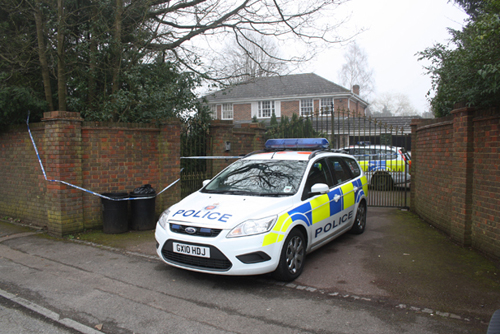 The police presence at the home of reggae star Smiley Culture at his address in Warlingham last Tuesday.