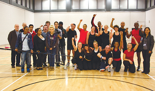 The film crew and S.T.O.M.P. class at East Surrey College. Photo by Adam Willmott