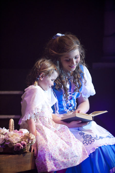 Kit with 'Belle' during a performance of Beauty and the Beast at Whitgift School.