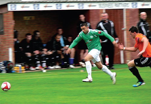 Scott Simpson playing in the FA Trophy game against North Greenford last month.