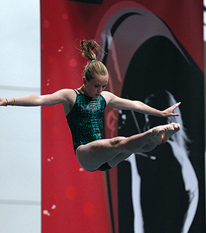 Rosie competing in the National Age Group Diving Championships in Sheffield last July.