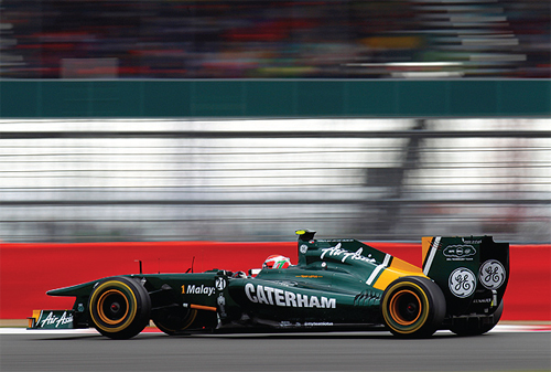 One of the ‘Team Lotus’ F1 cars from last season, that has been renamed the ‘Caterham F1 Team’ ready for 2012.