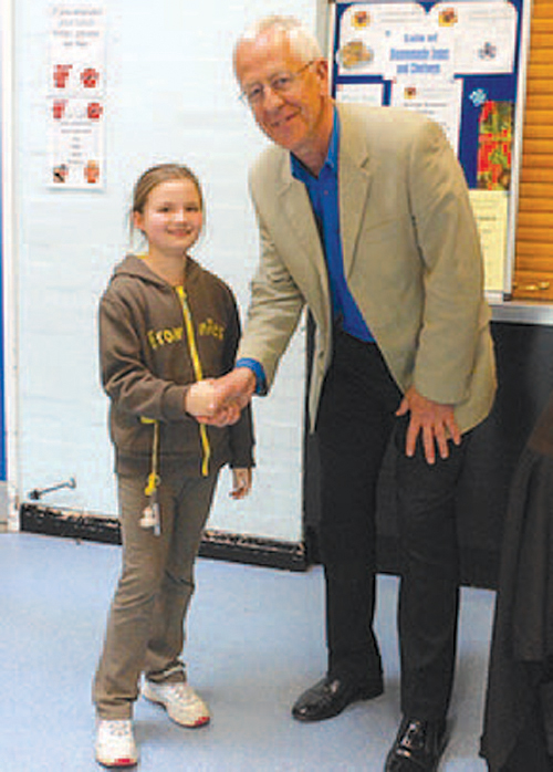 Roger Davies congratulates Brownie, Tabitha Wren.