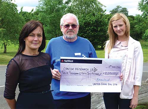 From left: Beverley Howland (Company Director), Don Davis (Cancer Research Chairman), Rosie Howland (Event Organiser).